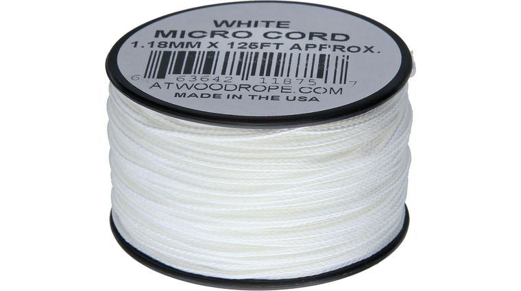 Atwood Rope Micro Cord, White, 125 Feet
