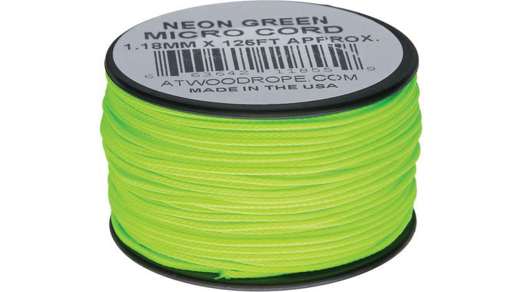 Atwood Rope Micro Cord, Neon Green, 125 Feet