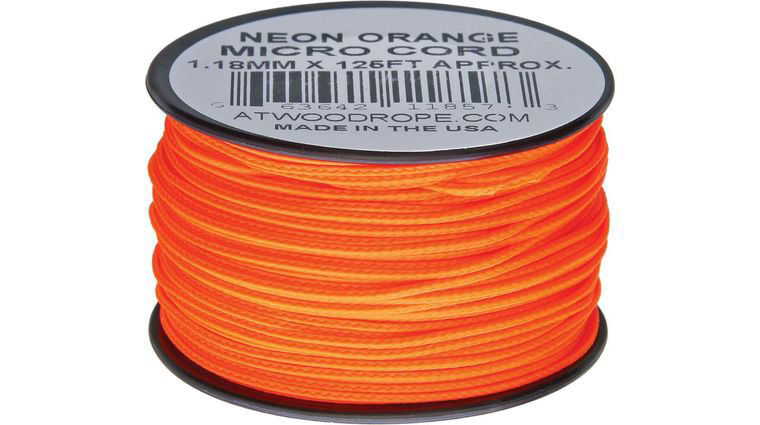 Atwood Rope Micro Cord, Neon Orange, 125 Feet