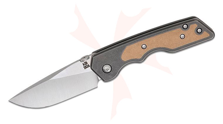 Attn2Detail Mercantile Custom MK3 Medium Frame Lock Folding Knife 3.125 inch CPM-MagnaCut Satin Stonewashed Drop Point Blade, Black Stonewashed Titanium Handles with Bronze Titanium Inlay