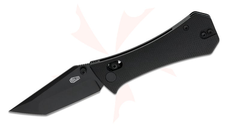 AUX MFG Coffin Tanto Crossbar Lock Folding Knife 2.875 inch 14C28N Black PVD Compound Tanto Blade, Black Micarta Handles, Reversible Deep Carry Clip