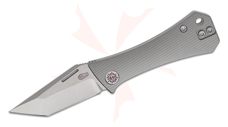 AUX MFG Coffin Tanto Slipjoint Folding Knife 2.25 inch M390 Stonewashed Compound Tanto Blade, Micromilled Titanium Handles, Reversible Clip