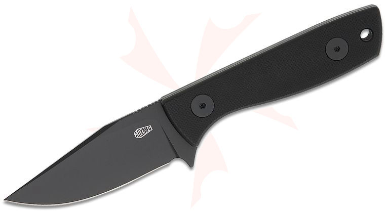 AUX MFG Runt XL Fixed Blade Knife 3 inch 14C28N Black PVD Clip Point Blade, Black G10 Handles, Kydex Sheath