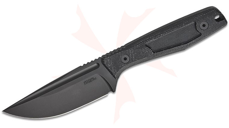 Axial USA Alpine Ultralight Pocket Fixed Blade Knife 3.17 inch CPM-MagnaCut Black Cerakote Drop Point Blade, Black Micarta Handles, Kydex IWB Sheath
