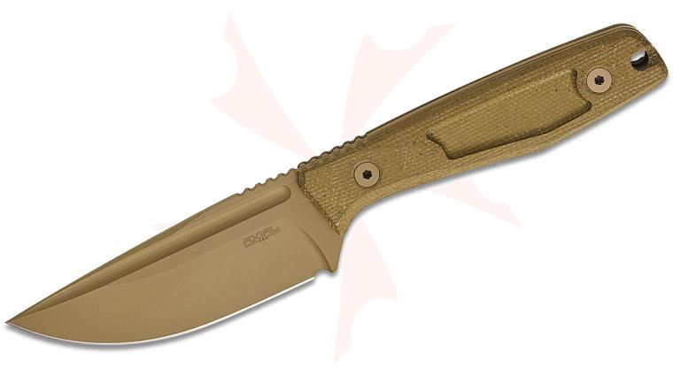 Axial USA Alpine Ultralight Pocket Fixed Blade Knife 3.17 inch CPM-MagnaCut Tan Cerakote Drop Point Blade, Green Micarta Handles, Kydex IWB Sheath