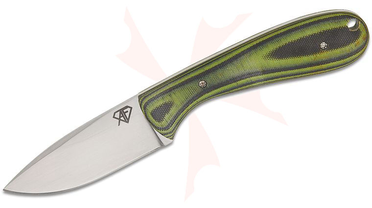 Aaron Frederick Custom Work Horse Fixed Blade Knife 2.8 inch CPM-154 Hand Rubbed Satin Drop Point Blade, Toxic Green and Black G10 Handles, Leather Sheath