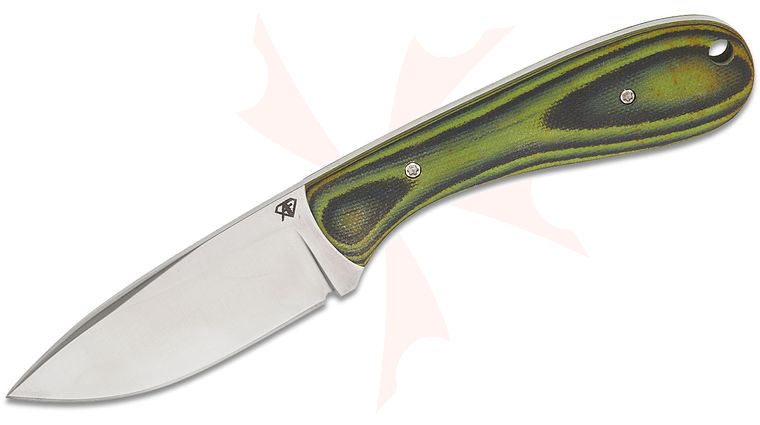 Aaron Frederick Custom Work Horse Fixed Blade Knife 3 inch CPM-154 Wheel Finish Drop Point Blade, Toxic Green and Black G10 Handles, Basketweave Leather Sheath