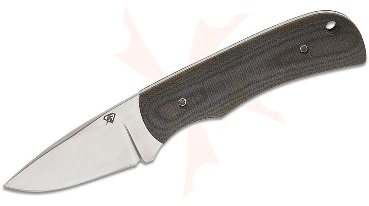 Aaron Frederick Custom Stubby Work Horse Fixed Blade Knife 2.5 inch CPM-154 Wheel Finish Drop Point Blade, Black G10 Handles, Basketweave Leather Sheath