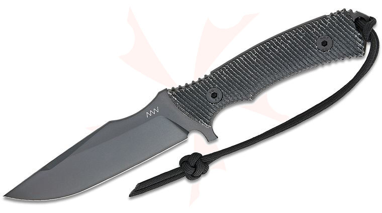 Acta Non Verba M311 Comp Fixed Blade Knife 4.5 inch Elmax Black DLC Clip Point Blade, Black Micarta Handles, Black Kydex Sheath