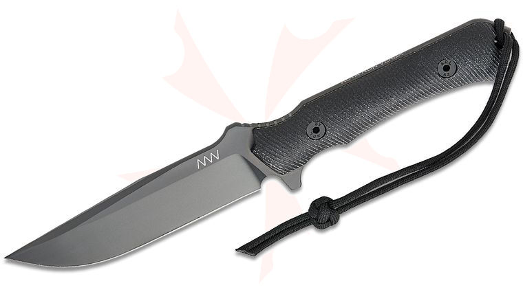Acta Non Verba M41 Grifus Fixed Blade Knife 5.25 inch Elmax Black DLC Drop Point Blade, Black Micarta Handles, Kydex Sheath
