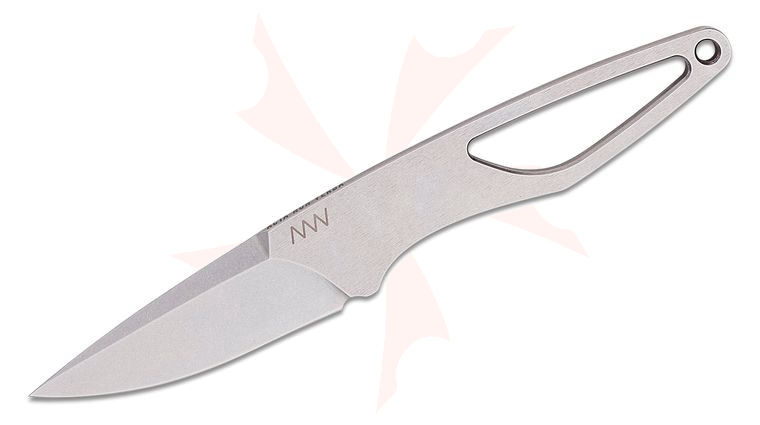 Acta Non Verba P100 Neck Knife 3 inch Sleipner Stonewashed Drop Point, One-Piece Construction, Black Kydex Sheath