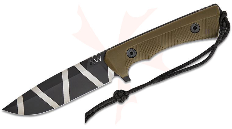Acta Non Verba P250 Fixed Blade Knife 4.7 inch Sleipner Black Camo Drop Point, Olive GRNPU Handles, Kydex Sheath