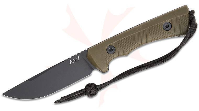 Acta Non Verba P200 Fixed Blade Knife 4.1 inch Sleipner Black Clip Point Blade, OD Green GRNPU Handles, Kydex Sheath