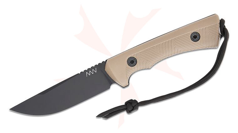 Acta Non Verba P200 Fixed Blade Knife 4.1 inch Sleipner Black Clip Point Blade, Coyote Tan GRNPU Handles, Kydex Sheath