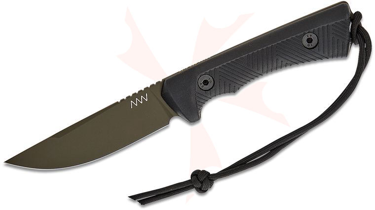 Acta Non Verba P200 Fixed Blade Knife 4.1 inch Sleipner OD Green Clip Point Blade, Black GRNPU Handles, Black Kydex Sheath