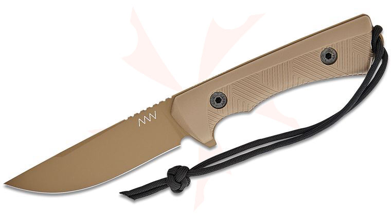Acta Non Verba P200 Fixed Blade Knife 4.1 inch Sleipner Coyote Clip Point Blade, Coyote Tan GRNPU Handles, Black Kydex Sheath
