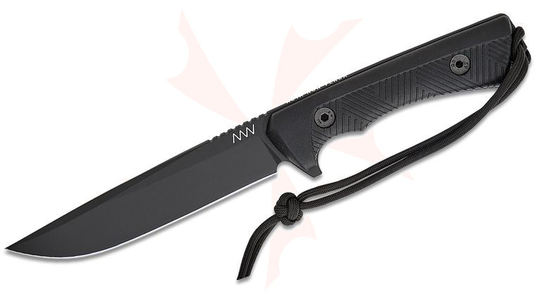Acta Non Verba P300 Fixed Blade Knife 5.1 inch Sleipner Black Clip Point Blade, Black GRNPU Handles, Black Kydex Sheath