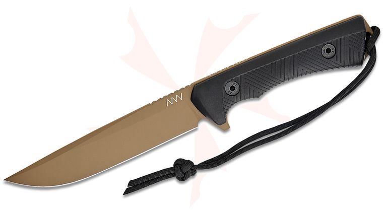 Acta Non Verba P300 Fixed Blade Knife 5.1 inch Sleipner Coyote Tan Clip Point Blade, Black GRNPU Handles, Black Kydex Sheath