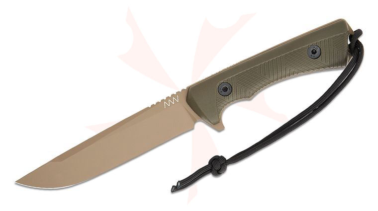 Acta Non Verba P300 Fixed Blade Knife 5.1 inch Sleipner Coyote Tan Clip Point Blade, OD Green GRN Handles, Black Kydex Sheath