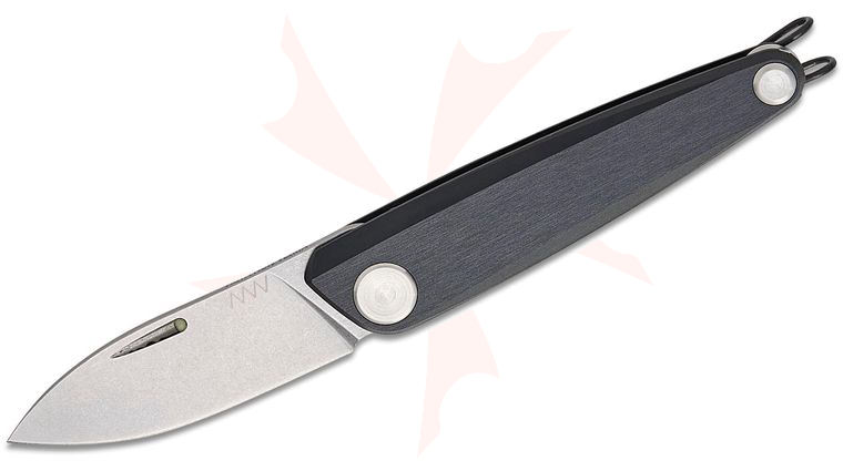 Acta Non Verba Z050 Slipjoint Folding Knife 2.6 inch Sleipner Stonewashed Drop Point, Black Aluminum Handles