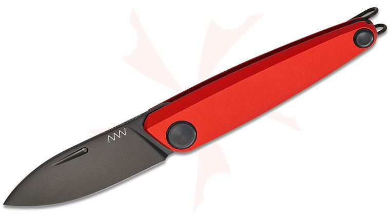 Acta Non Verba Z050 Slipjoint Folding Knife 2.6 inch Sleipner Black DLC Drop Point, Red Aluminum Handles