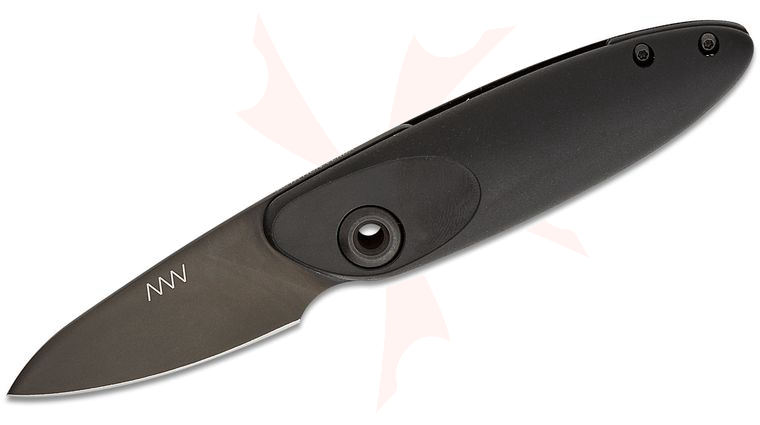 Acta Non Verba Z070 Neo Double-Detent Folding Knife 2.1 inch Sleipner Black DLC Drop Point, Black GRNPU Handles