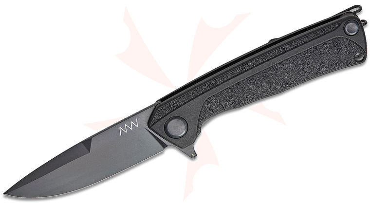Acta Non Verba Z100 BB Liner Lock Flipper Knife 3.3 inch Sleipner Black DLC Drop Point Blade, Black GRN Handles
