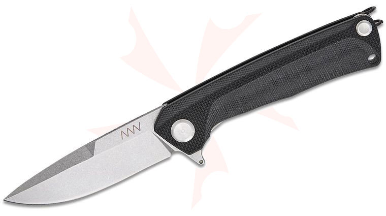 Acta Non Verba Z100 BB Liner Lock Flipper Knife 3.3 inch Sleipner Stonewashed Drop Point Blade, Black G10 Handles