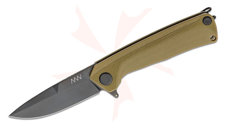 Acta Non Verba Z100 Liner Lock Flipper Knife 3.3 inch Sleipner Black DLC Drop Point Blade, Olive G10 Handles