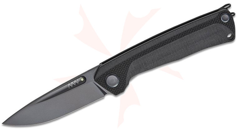 Acta Non Verba Z200 BB Liner Lock Folding Knife 3.3 inch Sleipner Black DLC Drop Point Blade, Black G10 Handles