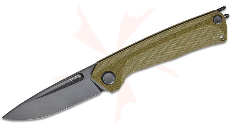 Acta Non Verba Z200 BB Liner Lock Folding Knife 3.3 inch Sleipner Black DLC Drop Point Blade, Olive Green G10 Handles