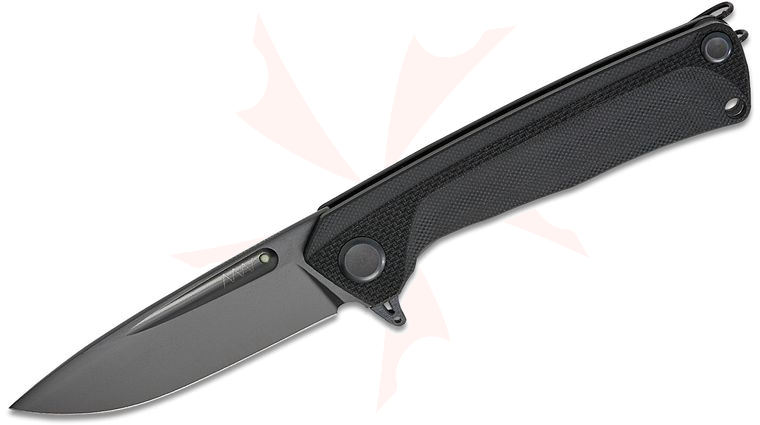 Acta Non Verba Z200 PLUS Liner Lock Flipper Knife 3.3 inch Sleipner Black DLC Drop Point Blade, Black G10 Handles
