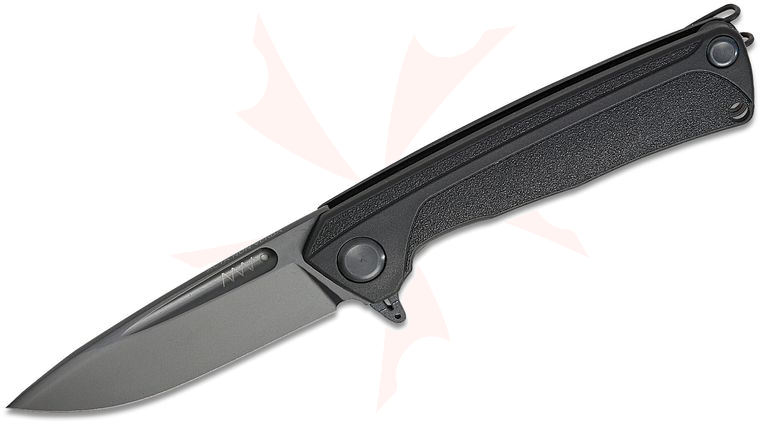 Acta Non Verba Z200 PLUS Liner Lock Flipper Knife 3.3 inch Sleipner Black DLC Drop Point Blade, Black GRN Handles