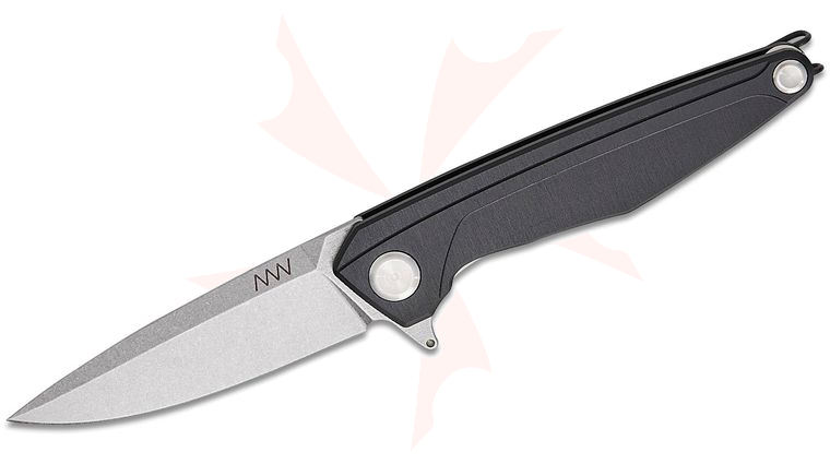 Acta Non Verba Z300 BB Frame Lock Flipper Knife 3.5 inch Sleipner Stonewashed Spear Point Blade, Black Aluminum Handles