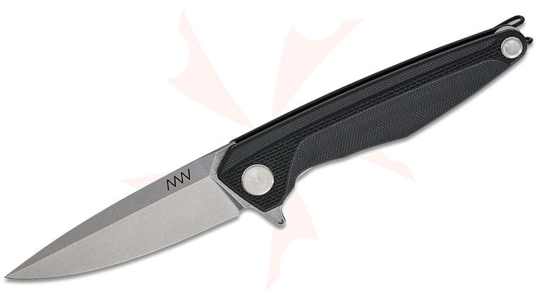 Acta Non Verba Z300 BB Liner Lock Flipper Knife 3.5 inch Sleipner Stonewashed Spear Point Blade, Black G10 Handles