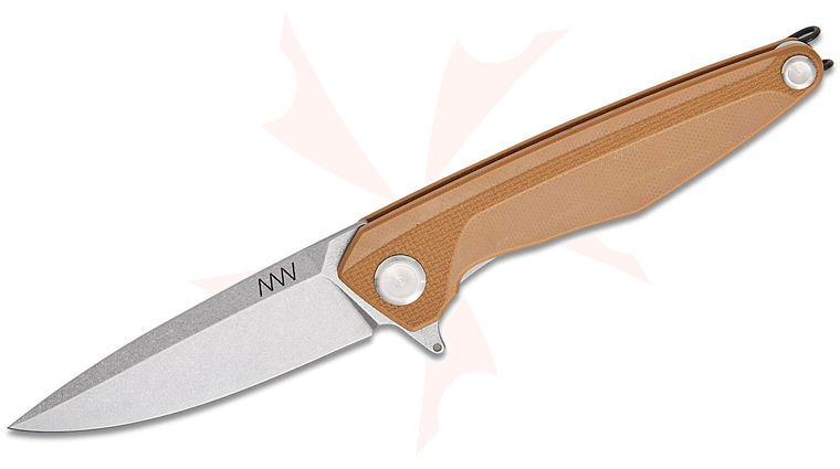 Acta Non Verba Z300 BB Liner Lock Flipper Knife 3.5 inch Sleipner Stonewashed Spear Point Blade, Coyote G10 Handles