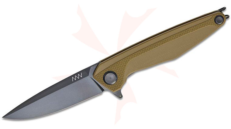 Acta Non Verba Z300 BB Liner Lock Flipper Knife 3.5 inch Sleipner Black DLC Spear Point Blade, Olive Green G10 Handles