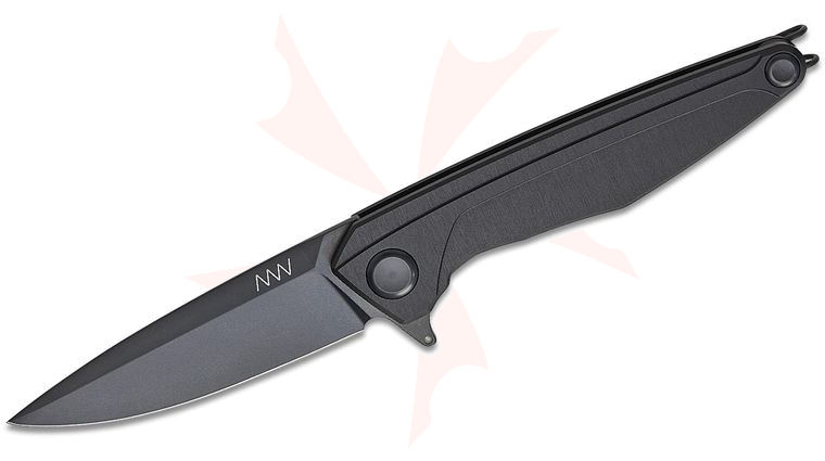 Acta Non Verba Z300 BB Frame Lock Flipper Knife 3.5 inch Sleipner Black DLC Spear Point Blade, Black Aluminum Handles