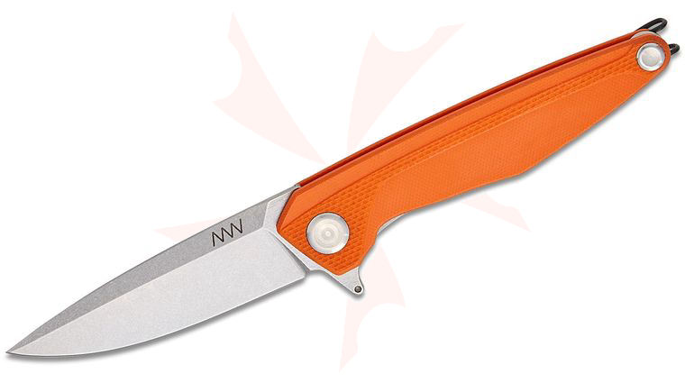 Acta Non Verba Z300 BB Liner Lock Flipper Knife 3.5 inch Sleipner Stonewashed Spear Point Blade, Orange G10 Handles