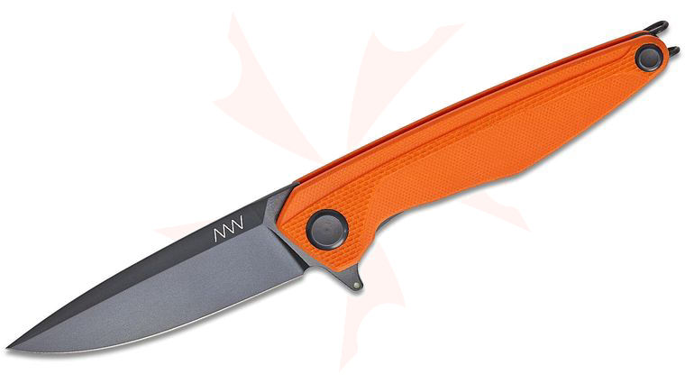 Acta Non Verba Z300 BB Liner Lock Flipper Knife 3.5 inch Sleipner Black DLC Spear Point Blade, Orange G10 Handles