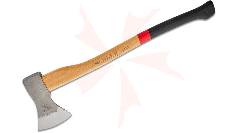 Adler The Rheinland Axe, 27.5 inch Overall, American Hickory Handle with Anti Slip Coating, Leather Sheath