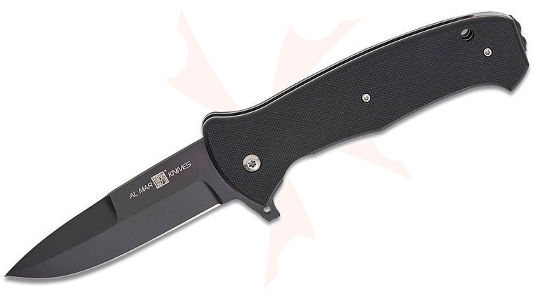 Al Mar SERE T 36 Liner Lock Flipper Knife 3.6 inch S35VN Black TiNi Talon Drop Point, Black G10 Handles