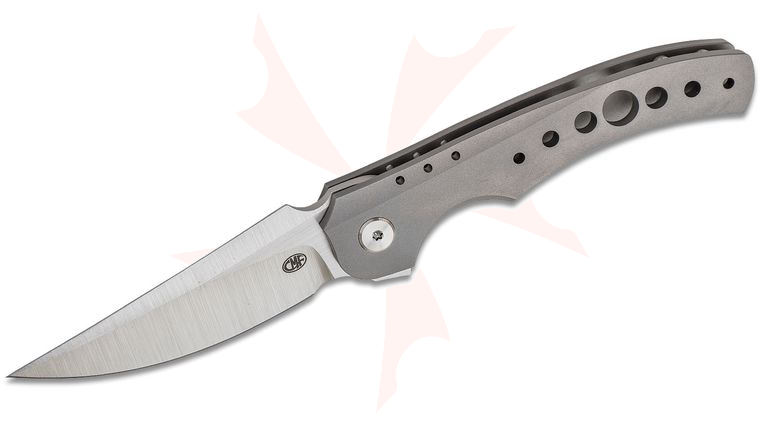 Alliance Designs Ian Pickarski Conquest Flipper Knife 3.5 inch M390 Drop Point Blade, Bead Blasted Milled Titanium Handles