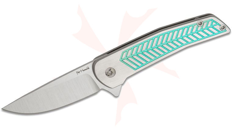 Alliance Designs Pat Hammond Scout Flipper Knife 2.25 inch RWL-34 Drop Point Blade, Green Milled Titanium Handles