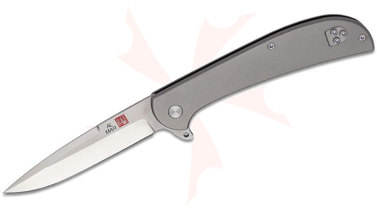 Al Mar Ultralight Eagle Flipper Knife 3.82 inch D2 Satin Talon Drop Point, Titanium Handles