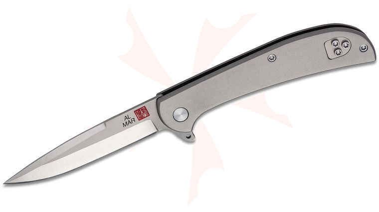 Al Mar Ultralight Hawk Flipper Knife 2.75 inch D2 Satin Talon Drop Point, Titanium Handles