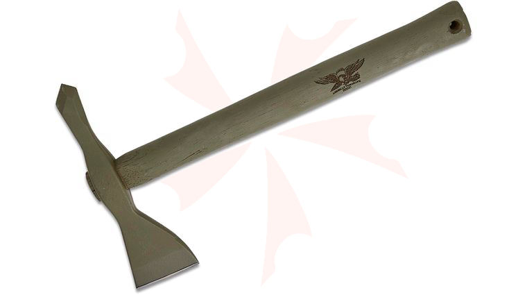 American Tomahawk Company Model 1 Federal Green Tomahawk 14.125 inch Overall, OD Green Tennessee Hickory Wood Handle, Kydex Sheath with MOC Straps