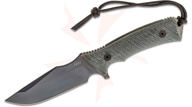 Acta Non Verba M311 Spelter Fixed Blade Knife 4.7 inch Elmax Black DLC Clip Point, Black Micarta Handles, Black Kydex Sheath