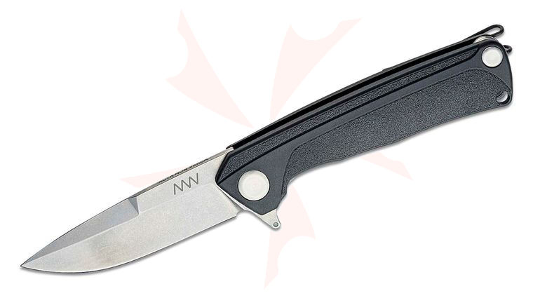 Acta Non Verba Z100 Liner Lock Flipper Knife 3.3 inch Sleipner Stonewash Drop Point Blade, Black GRN Handles