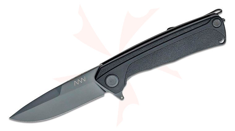 Acta Non Verba Z100 Liner Lock Flipper Knife 3.3 inch Sleipner Black DLC Drop Point Blade, Black GRN Handles